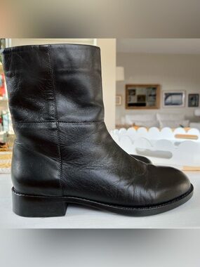 Black Leather Zara Booties Size 9.5/40